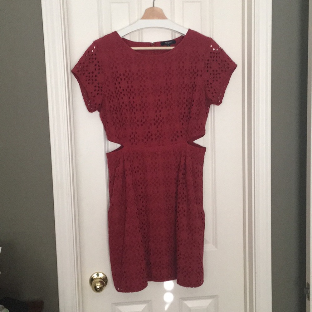 Red Madewell dress with cutout sides